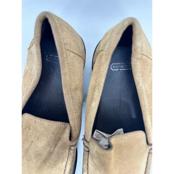 Coach Aianna sz 6B Women's Tan Suede Slip-On Loafers Made Italy Black Soles - Picture 4 of 10